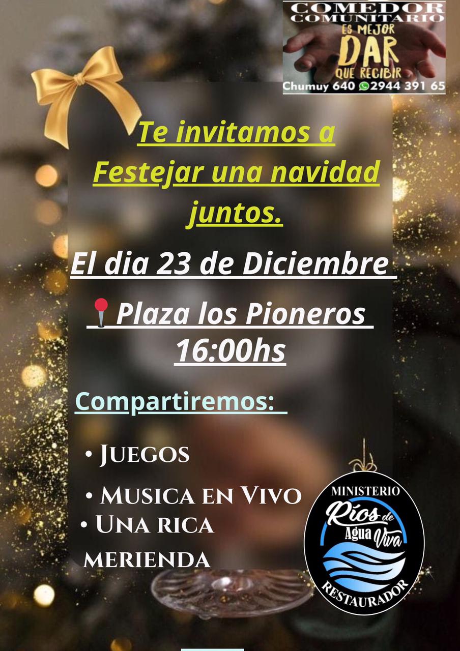 SOCIEDAD: ESTE SABADO 23 EL MINISTERIO RIOS DE AGUA VIVA INVITA A CELEBRAR LA NAVIDAD EN COMUNIDAD