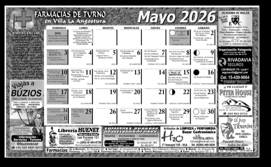 SOCIEDAD: LAS FARMACIAS DE TURNO EN ANGOSTURA EN MAYO