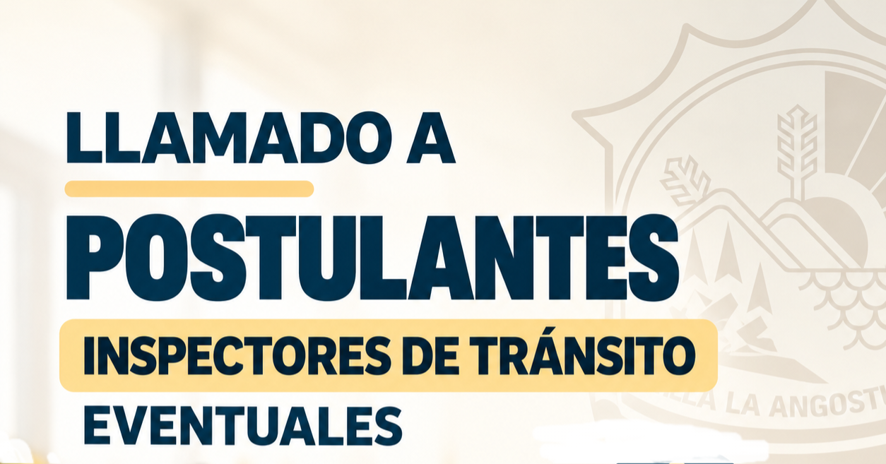 MUNICIPALIDAD: BUSQUEDA LABORAL PARA INSPECTORES DE TRANSITO EVENTUALES